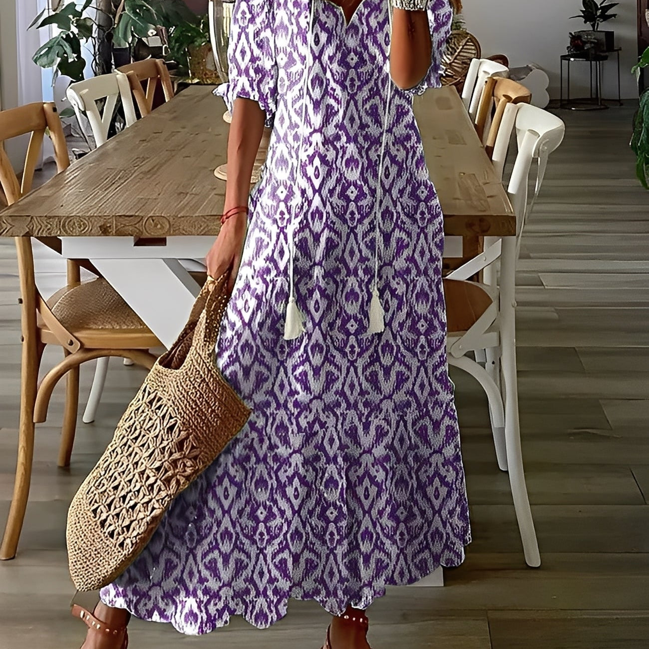 Sukienka maxi w kwiaty lekka zwiewna stylowa boho