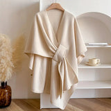 Dzianinowe Poncho Damskie Eleganckie do Stylizacji Warstwowych