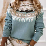 Damski sweter Fair Isle z półgolfem i długim rękawem