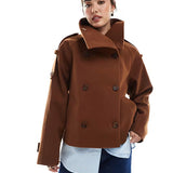 Krótka kurtka wełniana elegancka ciepła stylowa casual