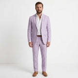 Męski lniany garnitur casual, slim fit