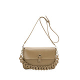 Damska Elegancka Torebka Crossbody z Plecionym Paskiem i Klapką