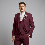 Męski trzyczęściowy garnitur slim fit z mieszanki wełny