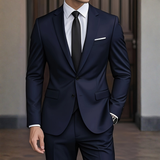 Dwuczęściowy męski garnitur o nowoczesnym slim fit