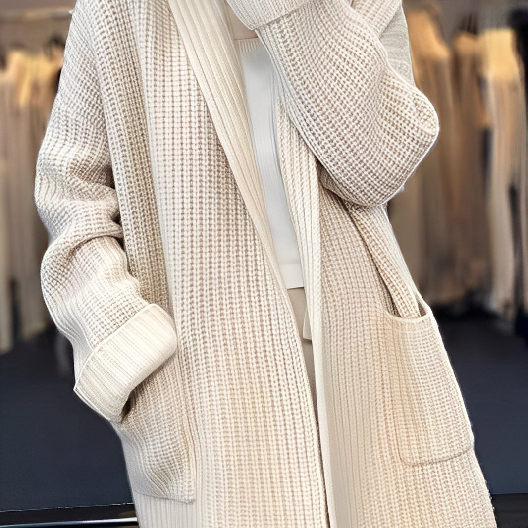 Długi kardigan dzianinowy oversize ciepły stylowy sweter