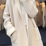 Długi kardigan dzianinowy oversize ciepły stylowy sweter