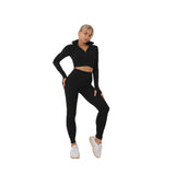 Sportowy Komplet Fitness Bluza i Legginsy z Wysokim Stanem