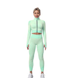 Sportowy Komplet Fitness Bluza i Legginsy z Wysokim Stanem