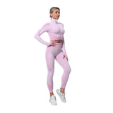 Sportowy Komplet Fitness Bluza i Legginsy z Wysokim Stanem
