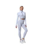Sportowy Komplet Fitness Bluza i Legginsy z Wysokim Stanem