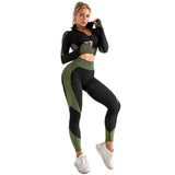 Sportowy Komplet Fitness Bluza i Legginsy z Wysokim Stanem