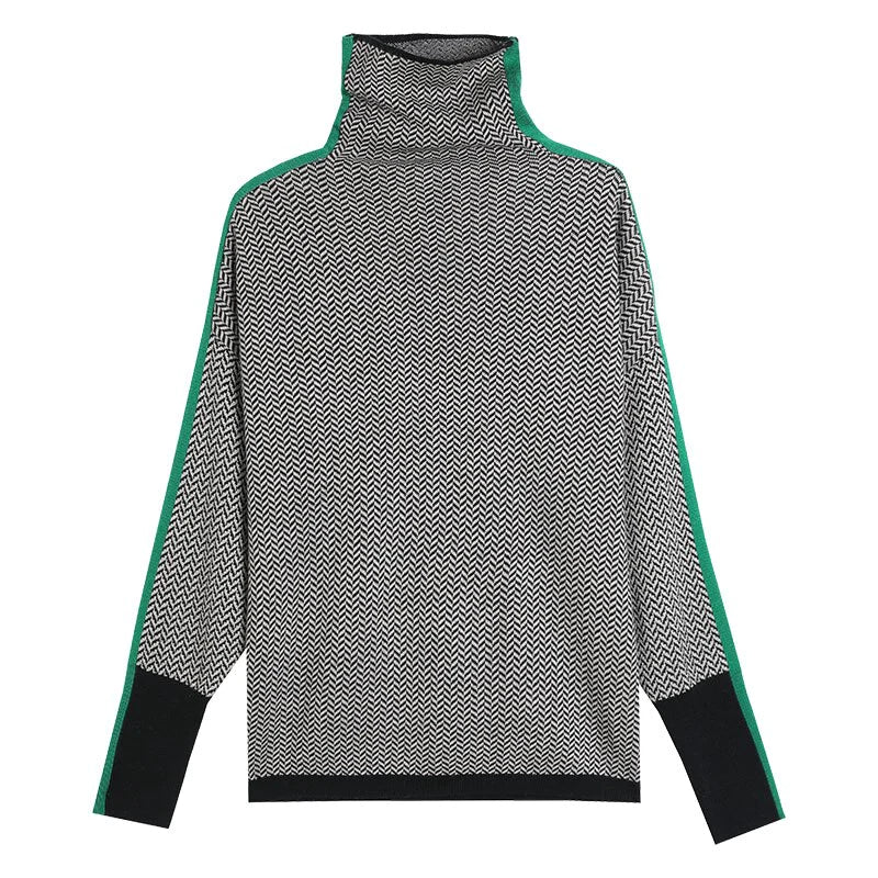 Dzianinowy Sweter Damski Bez Rękawów z Golfem Oversize