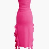 Sukienka Maxi Bandeau z Falbanami