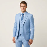 Męski trzyczęściowy garnitur slim fit z mieszanki wełny