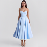 Rozkloszowana Sukienka Midi Na Ramiączkach Elegancka