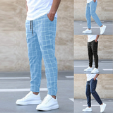 Męskie Spodnie w Kratę Slim Fit Nowoczesny Styl Casual