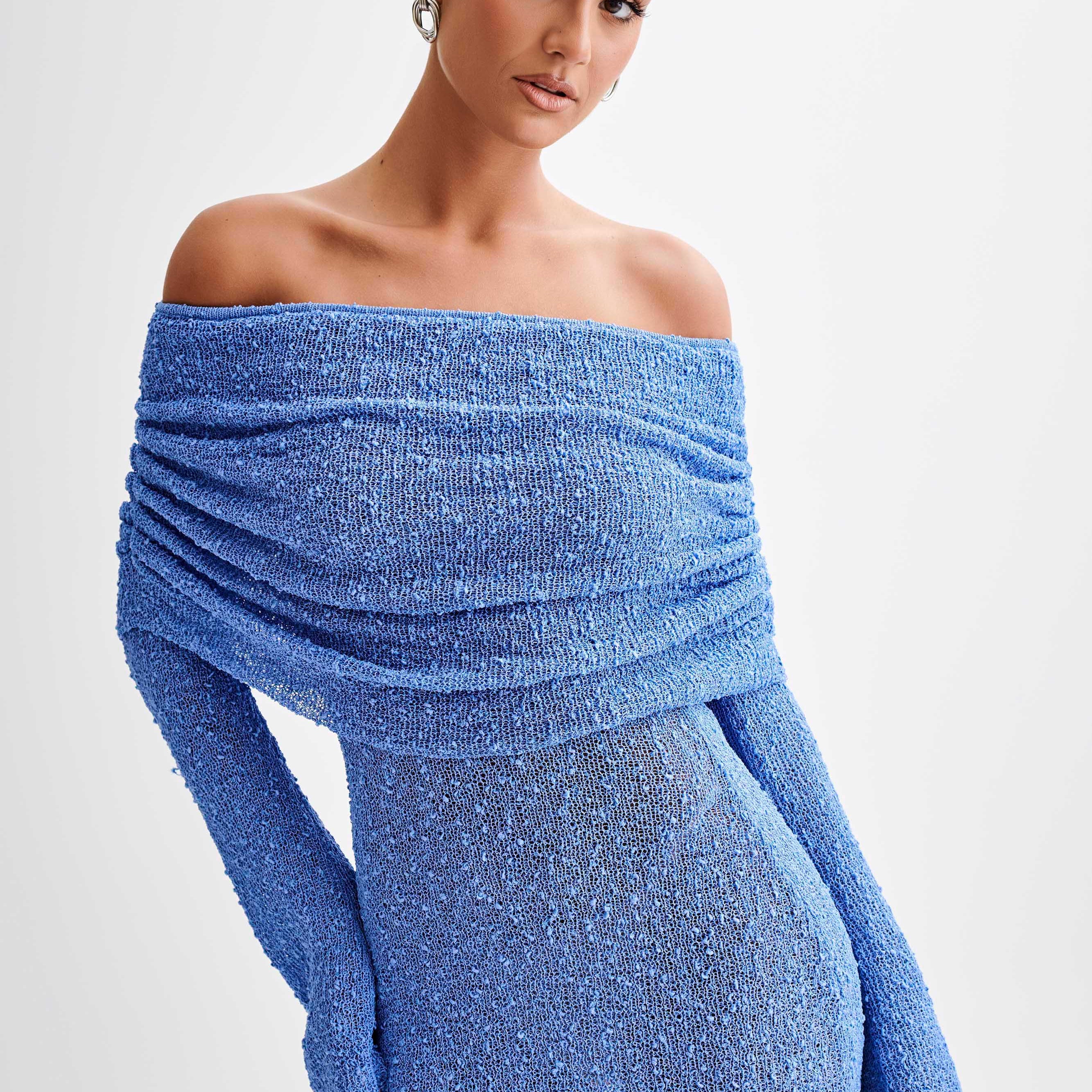 Sukienka Mini Off Shoulder Dzianinowa
