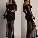 Sukienka Mini Off Shoulder z Siateczką