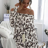 Laura | Damski komplet piżam w panterkę, wygodny i stylowy fason na domowy relaks