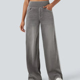 Damskie Szerokie Jeansy z Wysokim Stanem – Modne Spodnie Denim