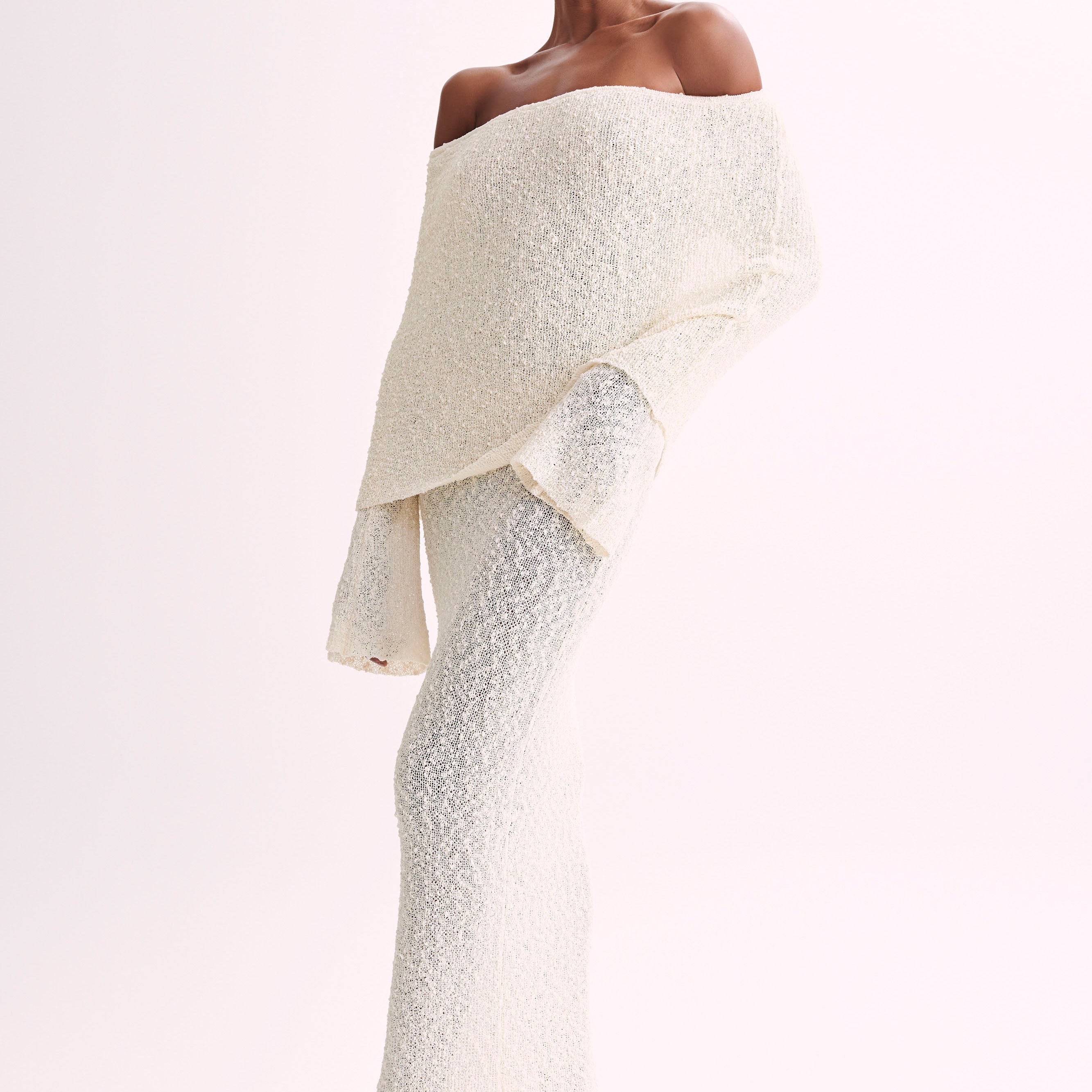 Sukienka Maxi Off Shoulder Dzianinowa