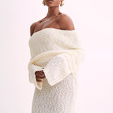 Sukienka Maxi Off Shoulder Dzianinowa