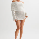 Sukienka Mini Off Shoulder Dzianinowa