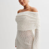 Sukienka Mini Off Shoulder Dzianinowa