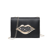 Damska Elegancka Torebka Crossbody z Łańcuszkiem i Zapięciem Usta