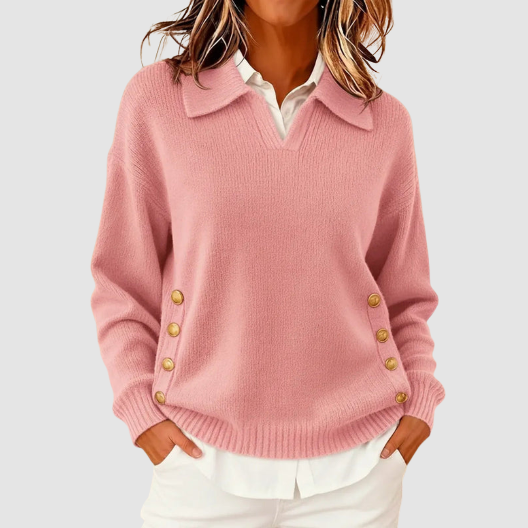 Damski Sweter Jesienny Elegancki Brązowy