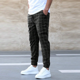 Męskie Spodnie w Kratę Slim Fit Nowoczesny Styl Casual