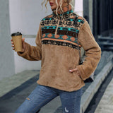 Polarowy Sweter Damski z Etnicznym Wzorem na Chłodne Dni