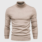 Męski dopasowany sweter z golfem, długi rękaw