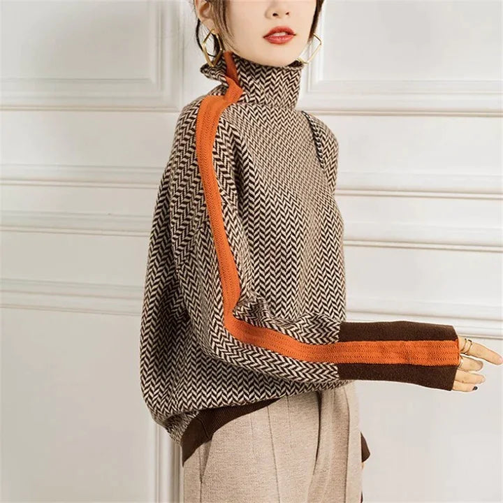 Dzianinowy Sweter Damski Bez Rękawów z Golfem Oversize