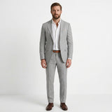 Męski lniany garnitur casual, slim fit