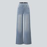 Damskie Szerokie Jeansy z Wysokim Stanem – Modne Spodnie Denim