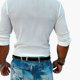 Męska Koszula Prążkowana Slim Fit Głęboki Dekolt Styl i Pewność
