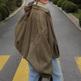Damska Krótka Kurtka Oversize Casual na Guziki