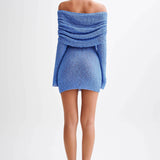 Sukienka Mini Off Shoulder Dzianinowa