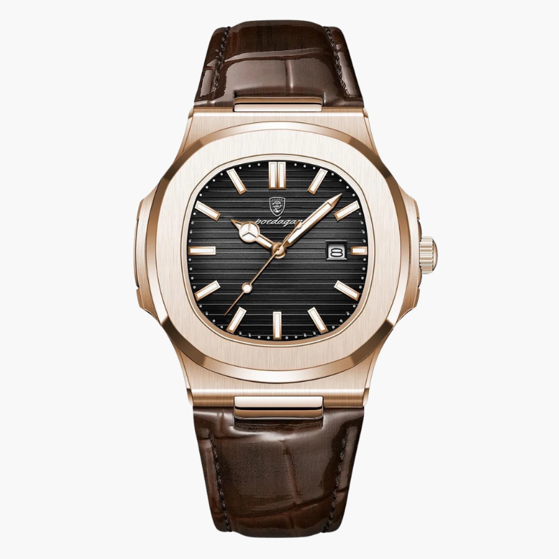 Męski zegarek z chronografem 41 mm, skórzany pasek