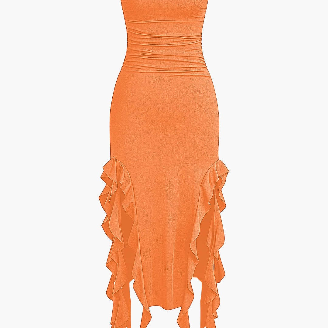 Sukienka Maxi Bandeau z Falbanami
