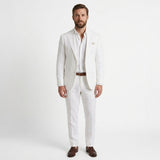 Męski lniany garnitur casual, slim fit