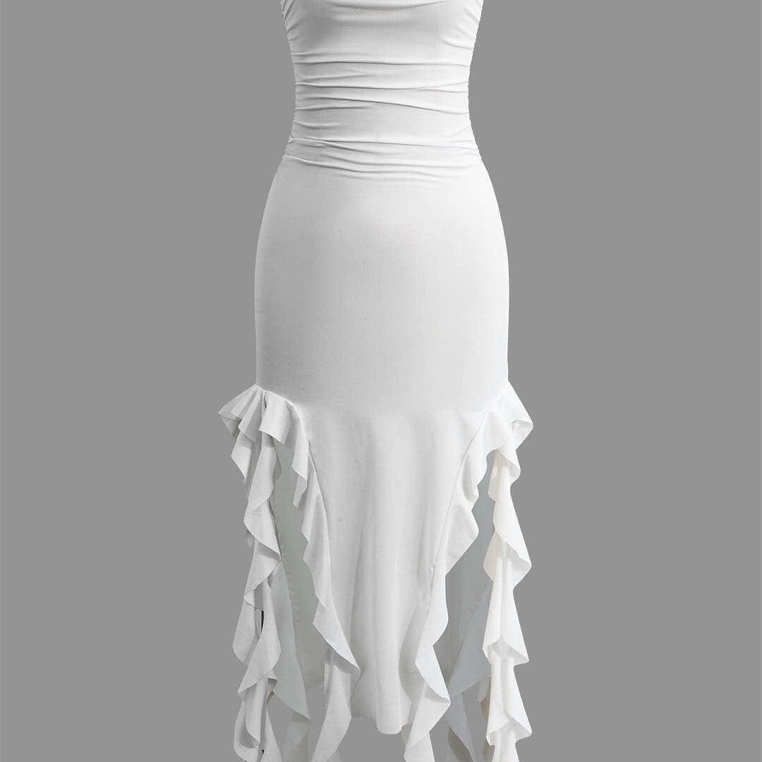 Sukienka Maxi Bandeau z Falbanami