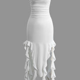 Sukienka Maxi Bandeau z Falbanami