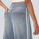 Damskie Szerokie Jeansy z Wysokim Stanem – Modne Spodnie Denim