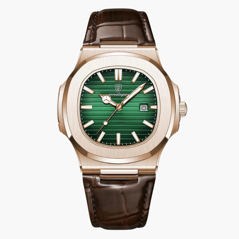 Męski zegarek z chronografem 41 mm, skórzany pasek