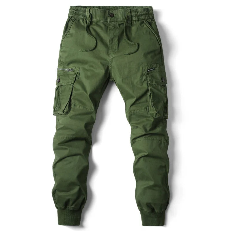 Męskie Spodnie Cargo Jogger Kieszenie Taktyczne Styl Streetwear