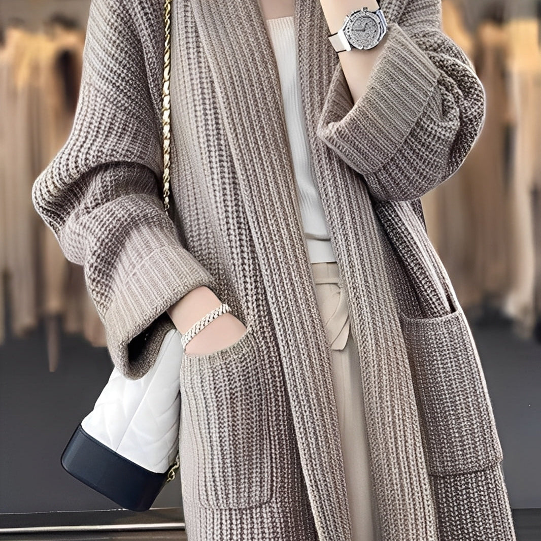 Długi kardigan dzianinowy oversize ciepły stylowy sweter