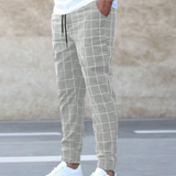 Męskie Spodnie w Kratę Slim Fit Nowoczesny Styl Casual