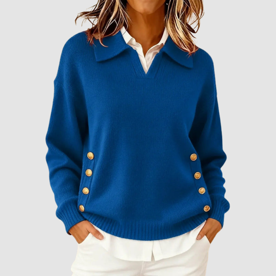 Damski Sweter Jesienny Elegancki Brązowy